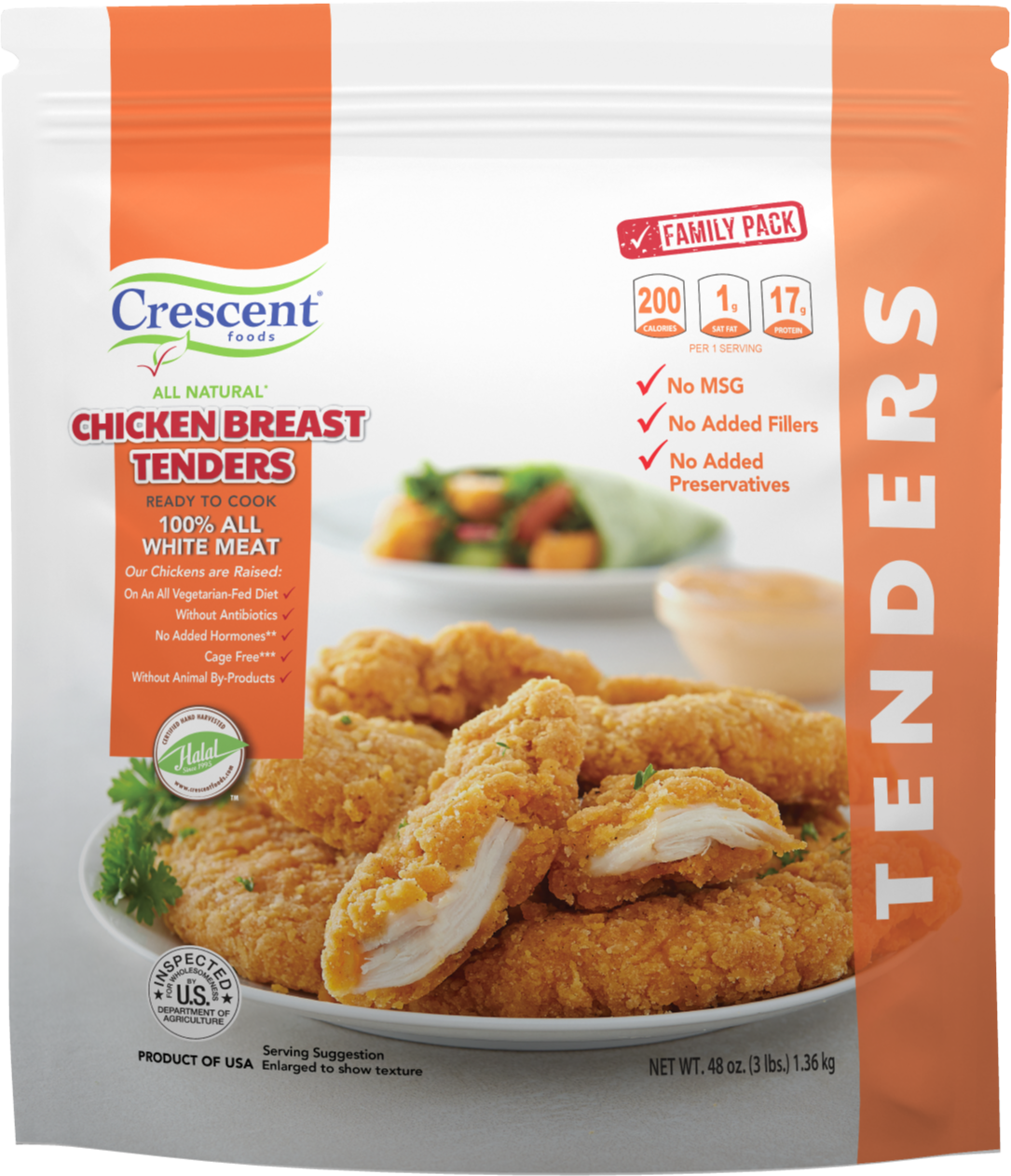 Zabiha halal breaded chicken tenders package