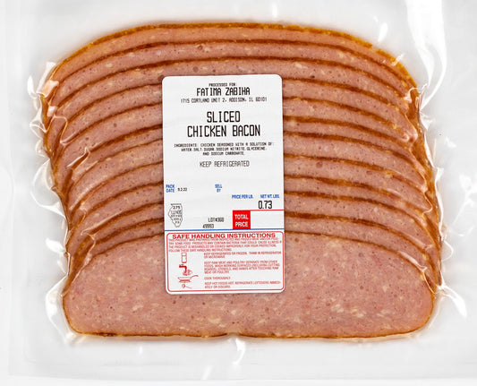 Zabiha halal sliced chicken bacon package